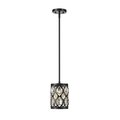 Z-Lite Dealey 1 Light Mini Pendant, Matte Black + Clear Crystal 6010MP-MB